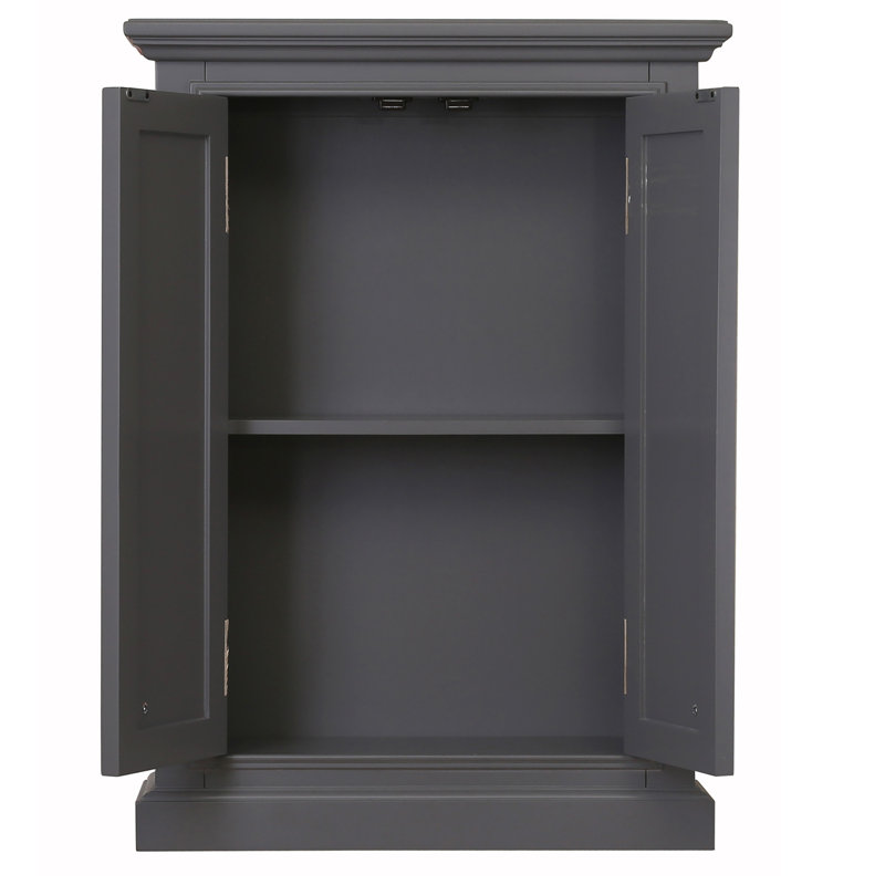 Anjila 24" W x 33" H x 8" D Solid Wood Wall Mounted Bathroom Cabinet, Gray