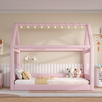 Upholstered House Daybed With Led Light Strips