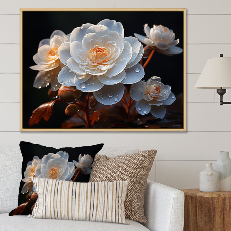 " Ranunculus Collage ", Natural Floater Framed, 34" H x 44" W x 1.5" D