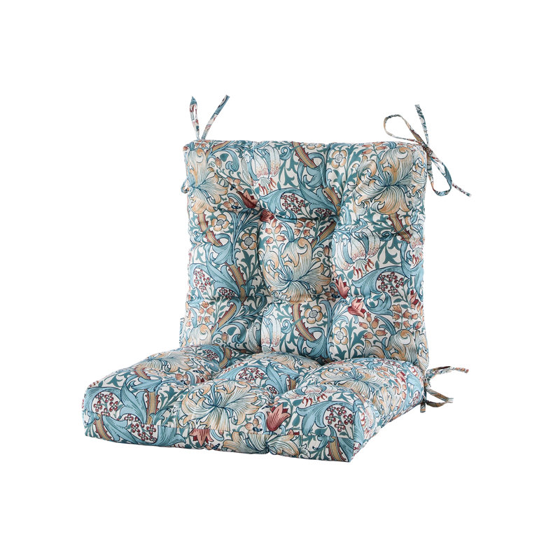 Coussin de siège / dossier extérieur 1 pièce Winston Porter, Motif floral bleu