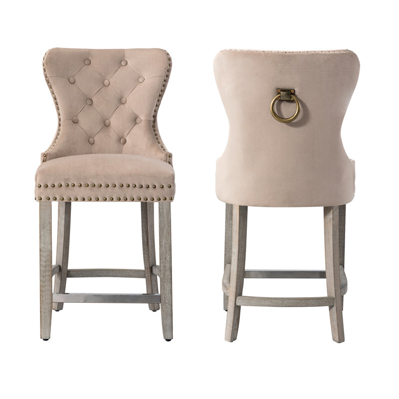 Tabouret de bar et de comptoir Kirsten, Tabouret de comptoir (siège d’une hauteur de 24, Taupe, Gris antique