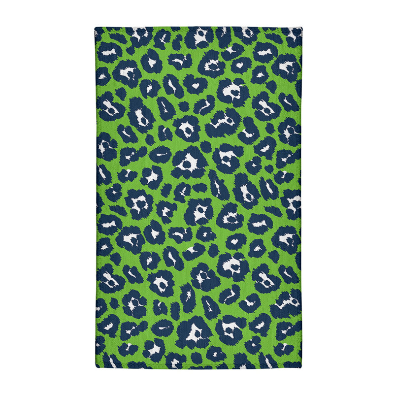 Tapis vert / bleu / blanc à imprimé animal, Rectangle 3 pi x 5 pi