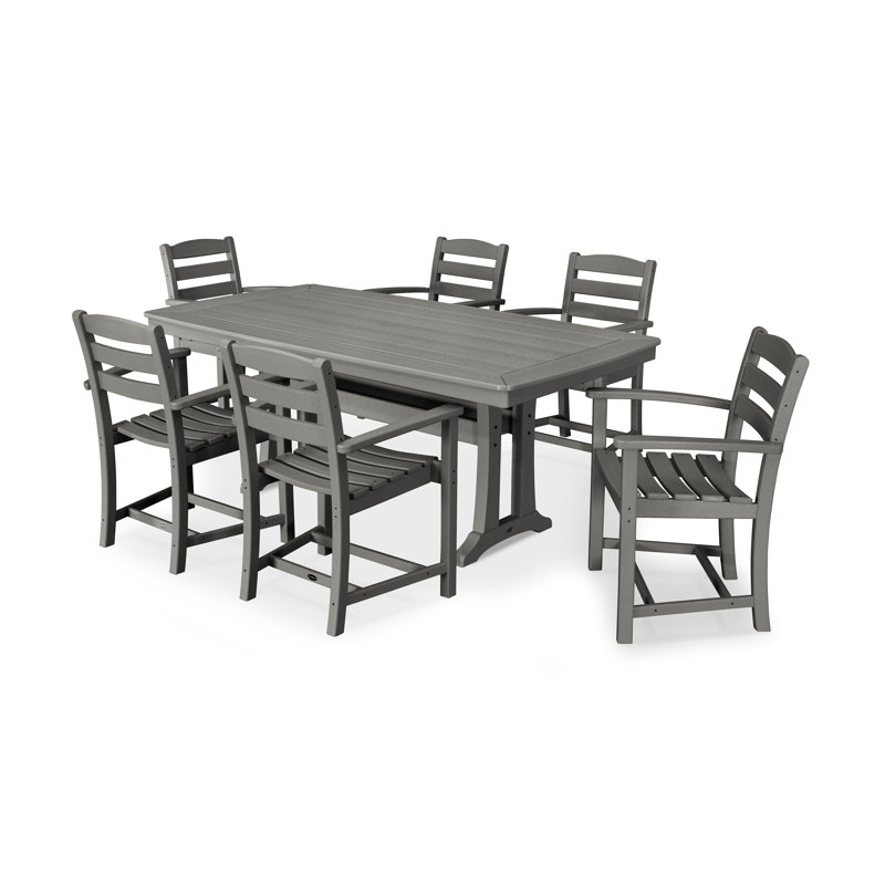 Ensemble de salle à manger avec accoudoirs 7 pièces La Casa Café, Gris ardoise