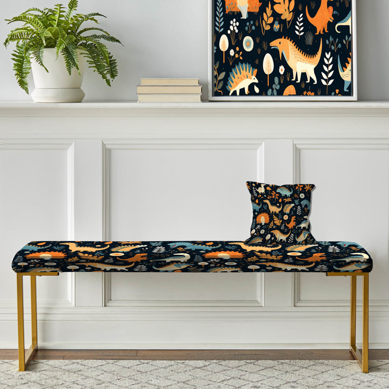 Dinosaurs Roar - Banc rembourré doré à imprimé animal, Animal Print 2