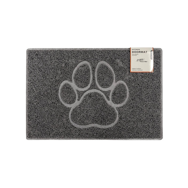 Paw Embossed Doormat, Rectangle 40 x 60cm, Grey