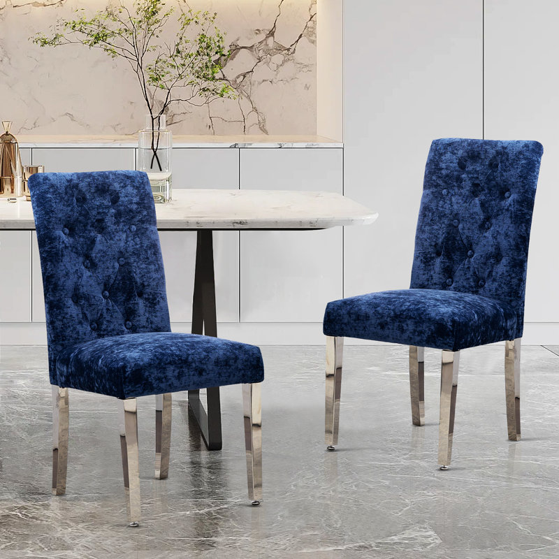 Quintica 19.3'' H Tufted Upholstered Parsons Chair, Dark Blue