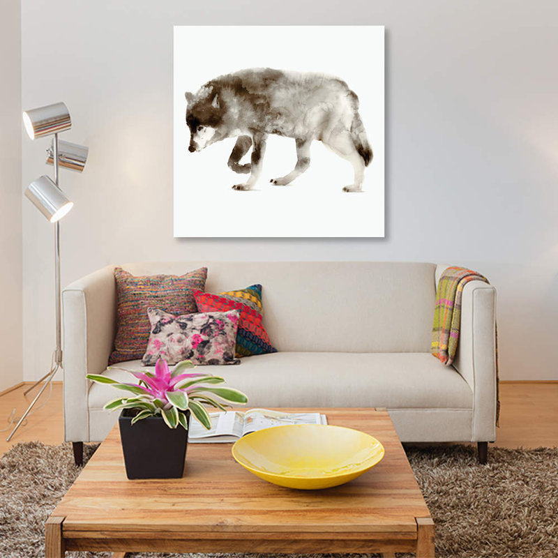 « loup », reproduction de photo sur toile, H 12 po x l 12 po x P 0,75 po, Pas de tapis, Toile tendue