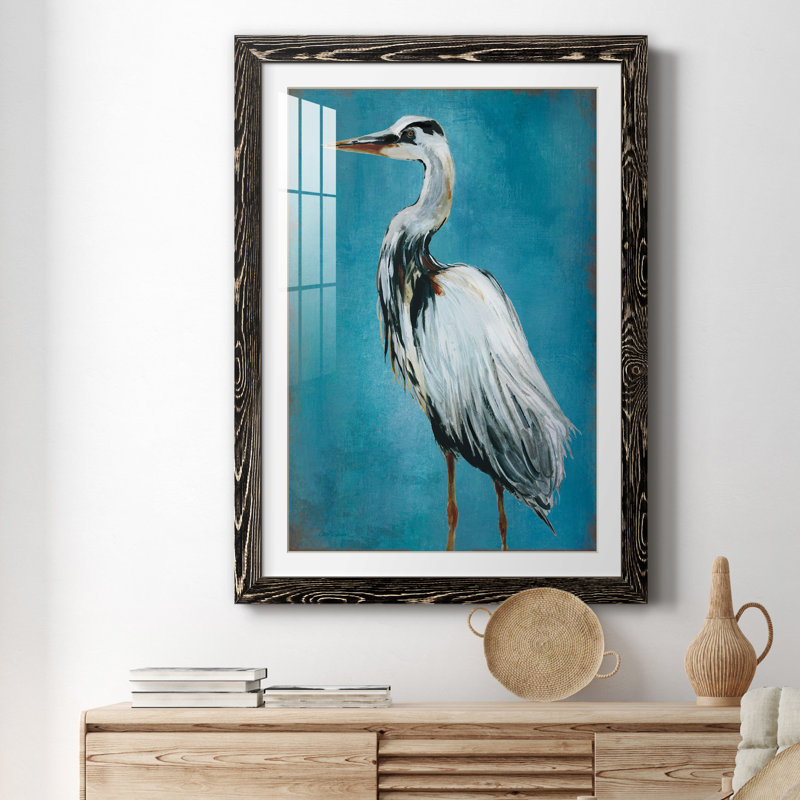 Great Blue Heron II - peinture encadrée, Cadre noir, H 31,5 po x l 23,5 po x P 1,5 po