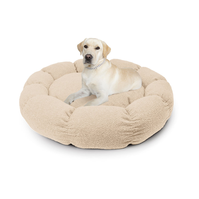 Lit rond avec coussin de siège amovible, Tanné, H 5 po x l 45 po x P 45 po