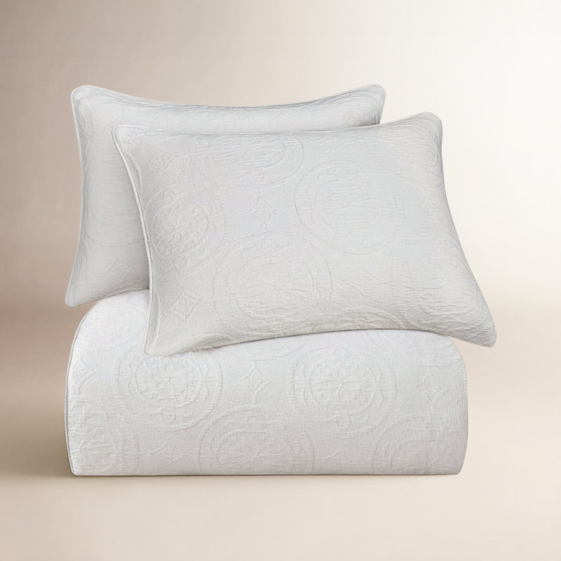 Ensemble d'édredon en coton Verona Matelasse, Édredon pour grand lit + 2 taies décoratives sta
