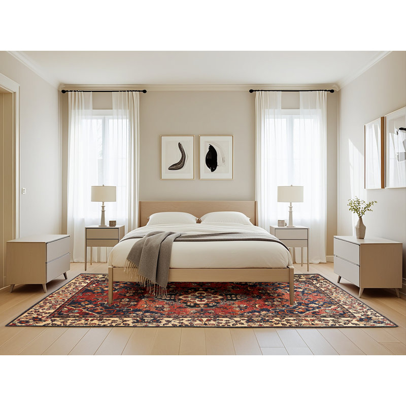 Tapis oriental rouge / ivoire, Rectangle 5 pi x 8 pi