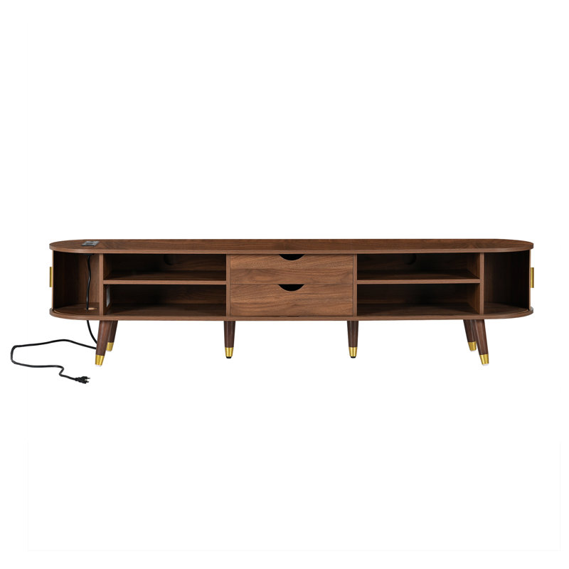 Meuble télé Mid-Century en bois, Noyer