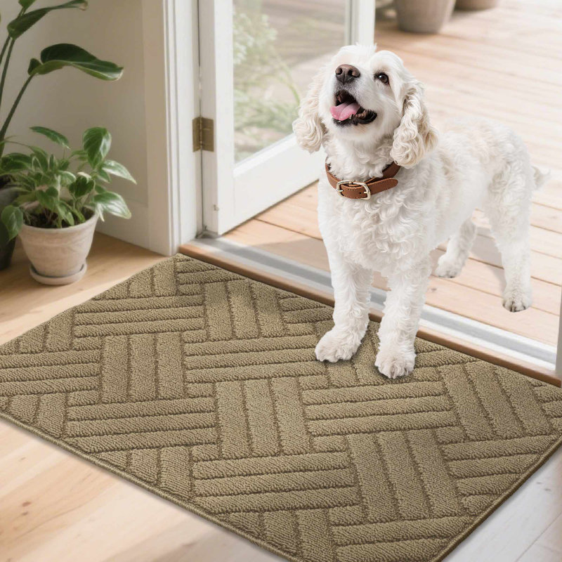 Non-Slip Geometric Indoor Doormat, Beige, 50.8cm W x 81.3cm L