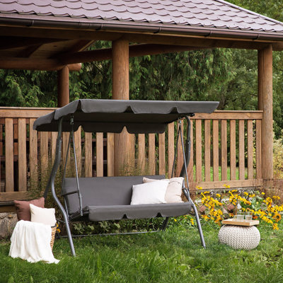 Aeliana 3 Person Metal Hanging Porch Swing and Cushions