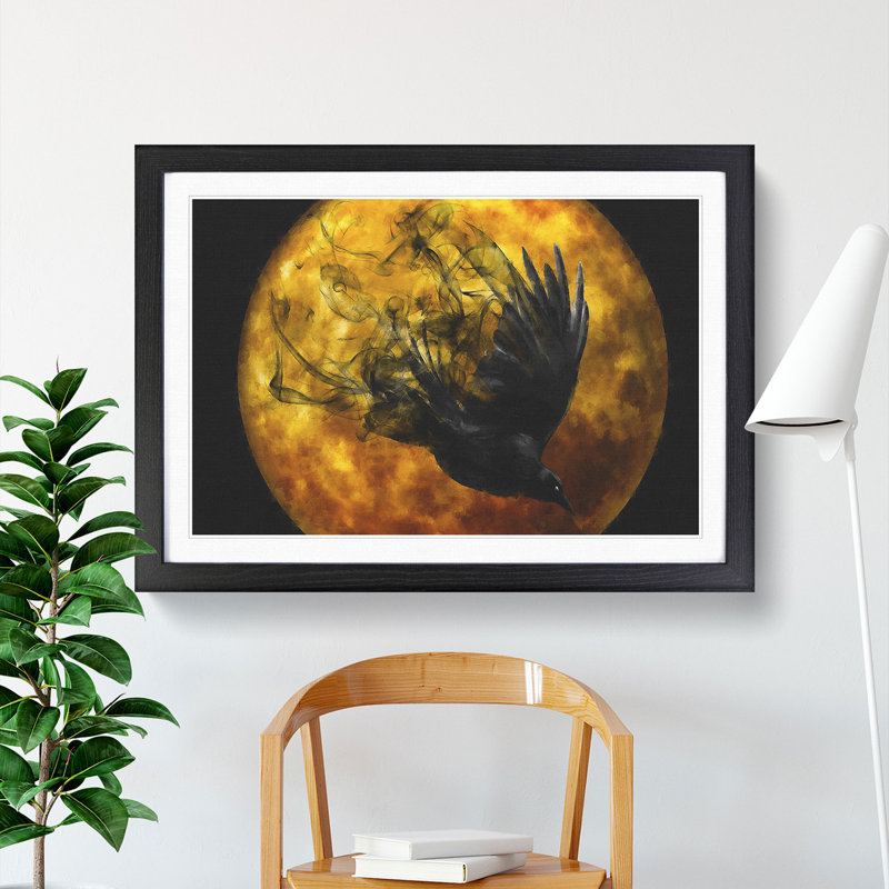 Raven Bird Vol.2 - Framed Print, 36cm H x 48cm W x 2cm D, Black Framed