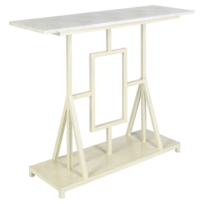 Plaza Console Table, Oyster White, Carrera Marble, 35" H x 45" W x 15" D