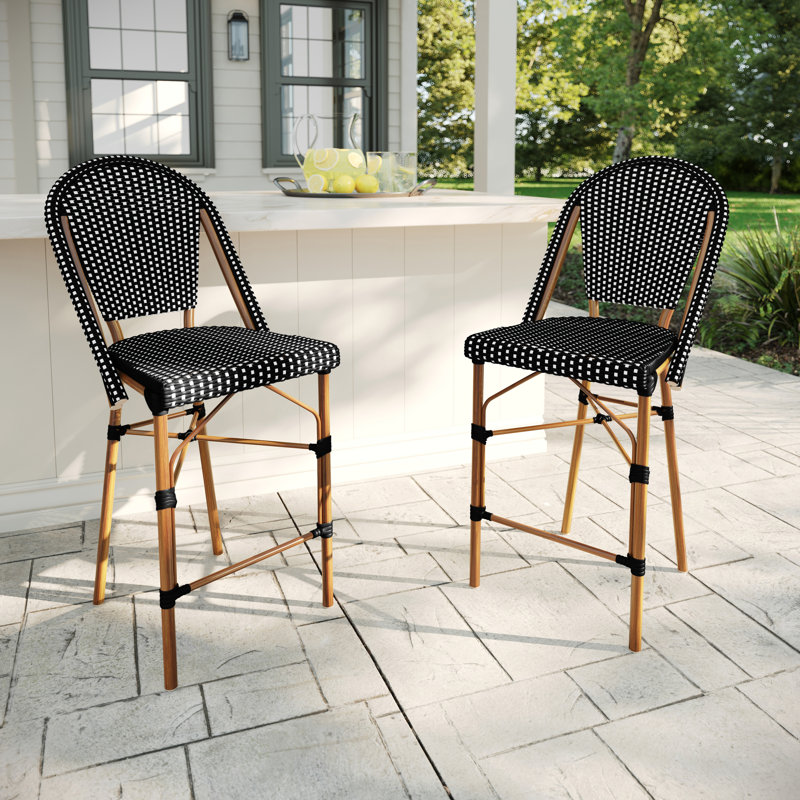Tabourets de bar bistro Martha Stewart, Bois naturel, Noir / blanc