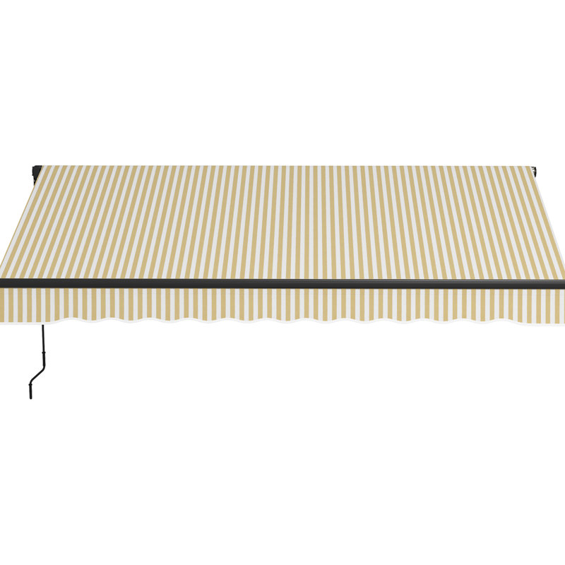 12' X 10' Retractable Deck Awning, Patio Sunshade With Manual Crank Handle, 280gsm Fabric, Strong Aluminum Frame, Beige For Yard & Balcony Sun Shelter Operation, Robust