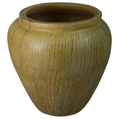 Distressed Antique Ceramic Round Planter with Drainage Hole