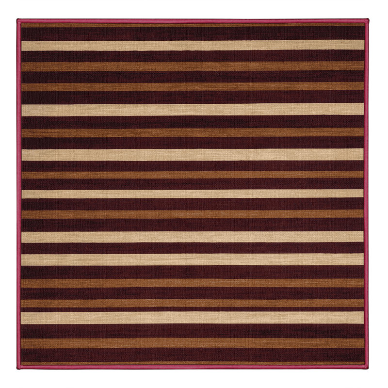 Tapis rouge à rayures horizontales lavable à la machine, Carré 5 pi