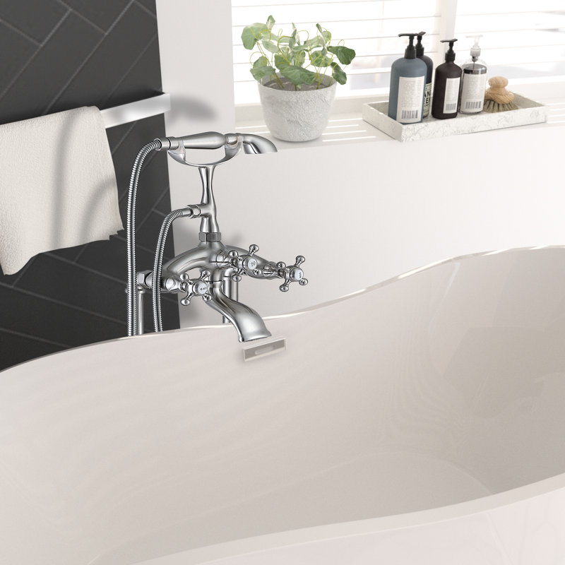 Freestanding Tub Filler with Diverter, Brushed Nickel