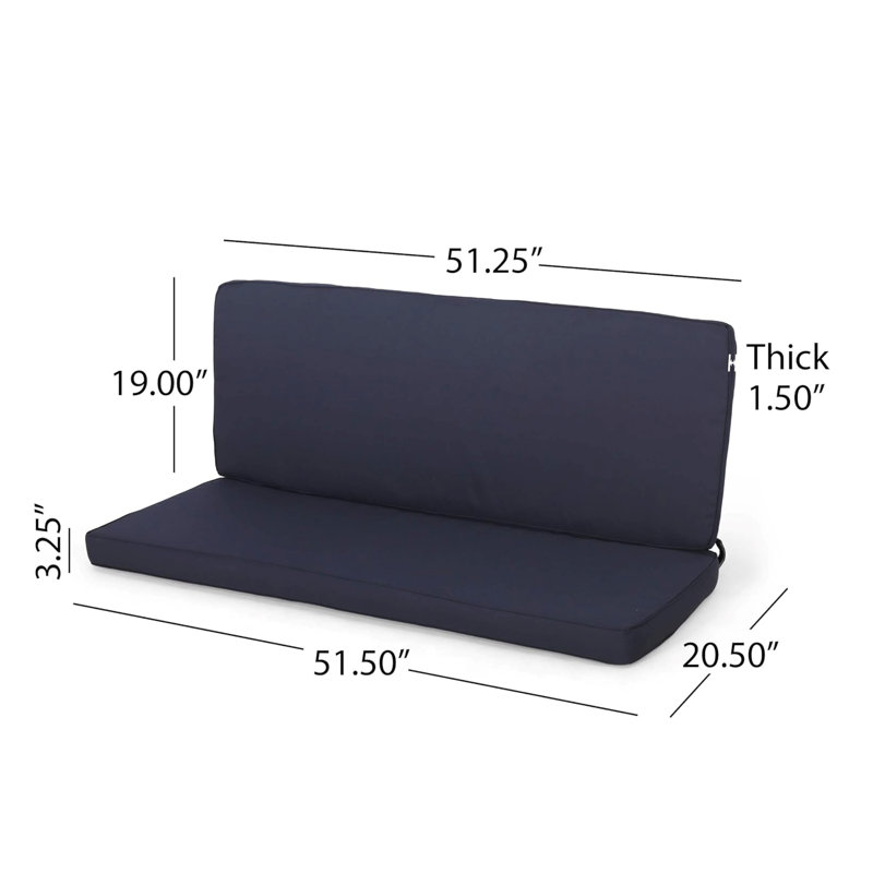 Ensemble de coussins de causeuse Roomfitter Carolina, coussins de dossier et de siège, tissu hydrofuge, bleu marine, ensemble de 2