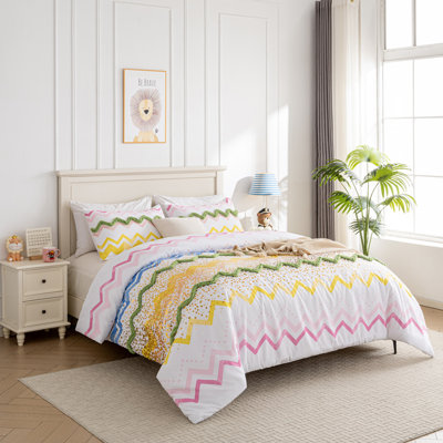 Ensemble d'édredon en microfibre à imprimé coloré avec motif pinte métallique et faux capitonnage