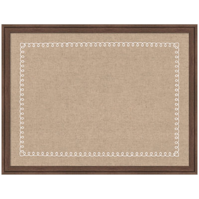 Babillard Kate et Laurel encadré en tissu avec bordure festonnée noire en lin imprimé contemporain pour une utilisation comme babillard ou organisation murale