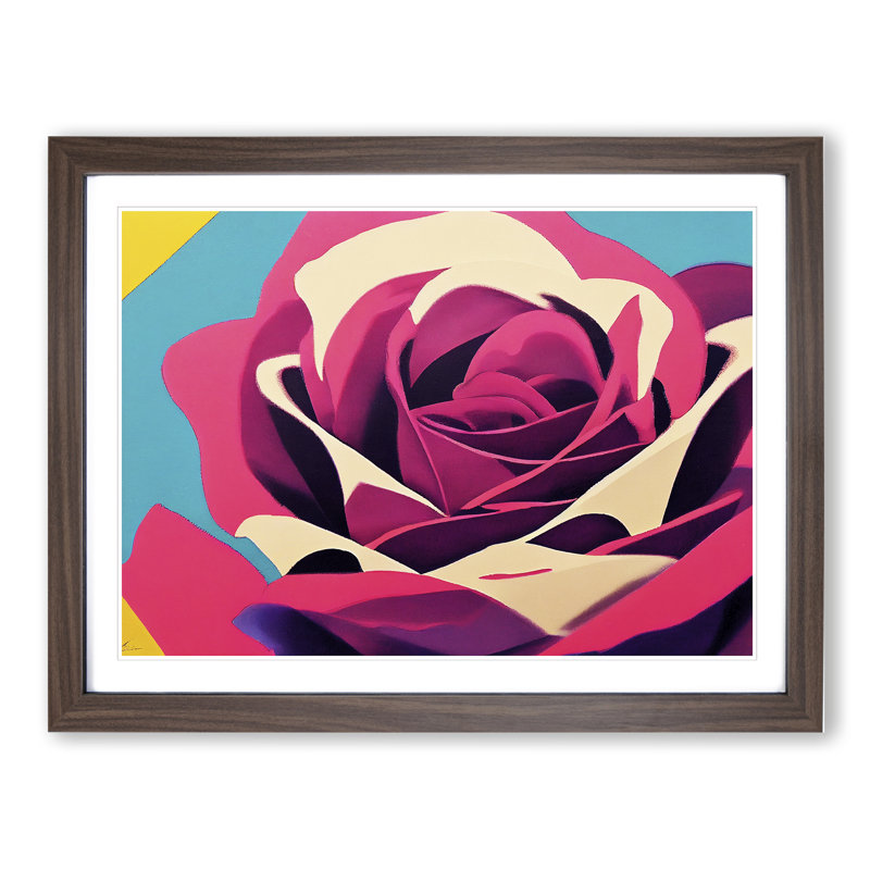 XH1022-7553X Rose Flower Abstract Vol.1 - Single Picture Frame Painting, Walnut , 46cm H x 64cm W x 2cm D