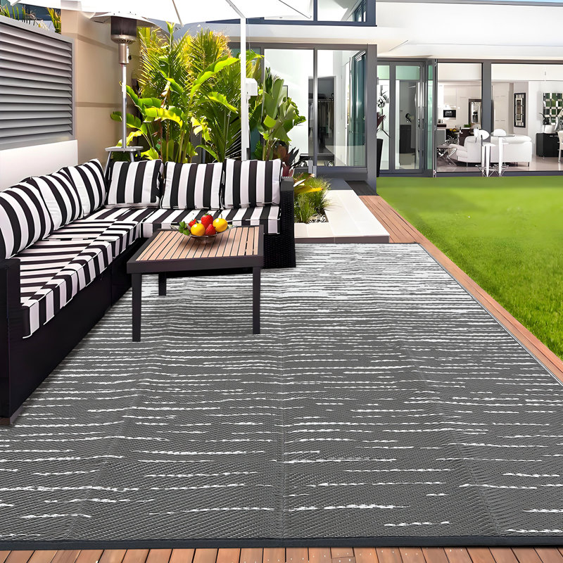 Waterproof Reversible Outdoor Patio Rug Plastic Straw Mat, UV Resistant, Durable for Backyard, Deck, RV, Camping, Porch, Beach, Pool