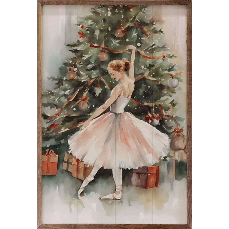 Danseuse près d'un arbre de Noël, H 36 po x l 24 po x P 1 po