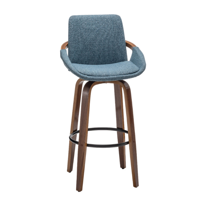 Tabouret de bar et de comptoir pivotant Carruth, Bleu, Tabouret de comptoir (siège d'une hauteur de 25 p