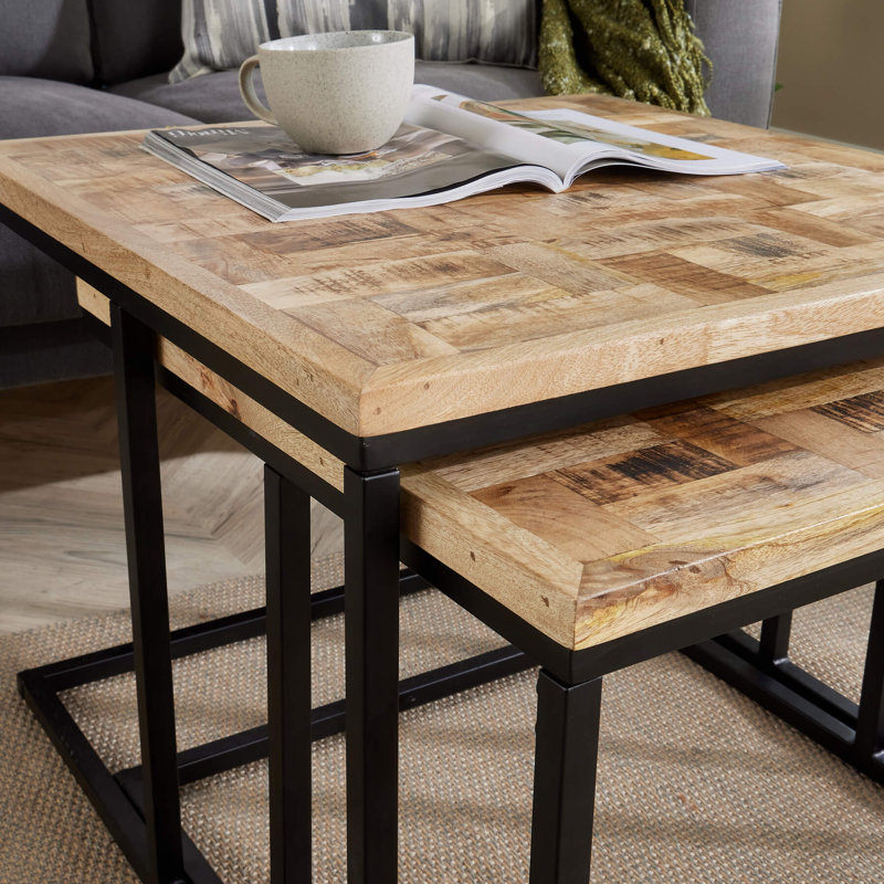 Anikah Solid Mango Wood Nest of Side Tables