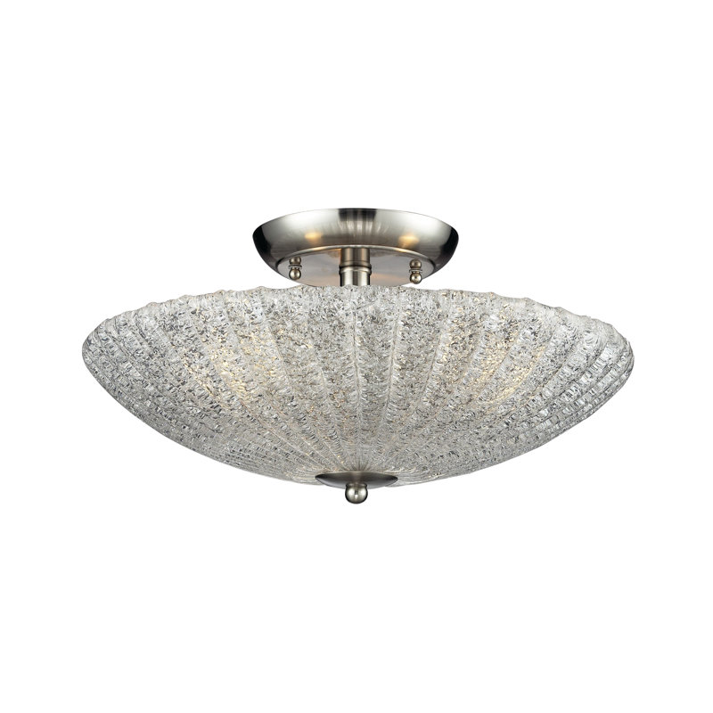 Plafonnier semi-encastré 3 lumières Luminese 16 po - nickel satiné