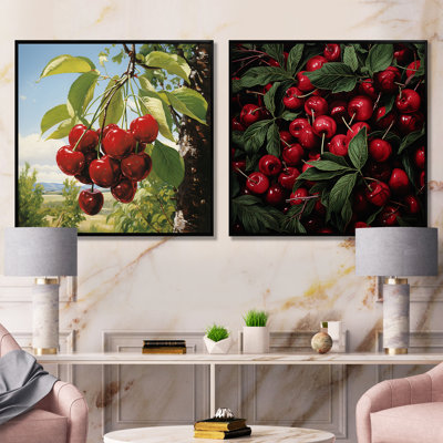 Red Cherry Tree Explosion IV - Cherry Canvas Prints Set Of 2