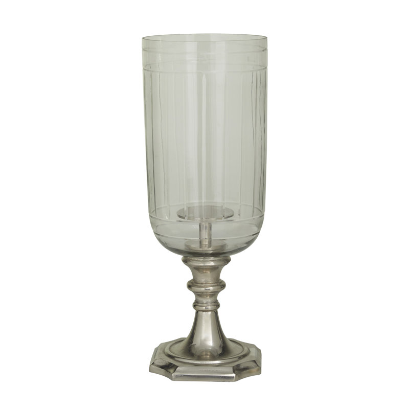 Valdosta Glam Aluminum Hurricane Lamp, Silver