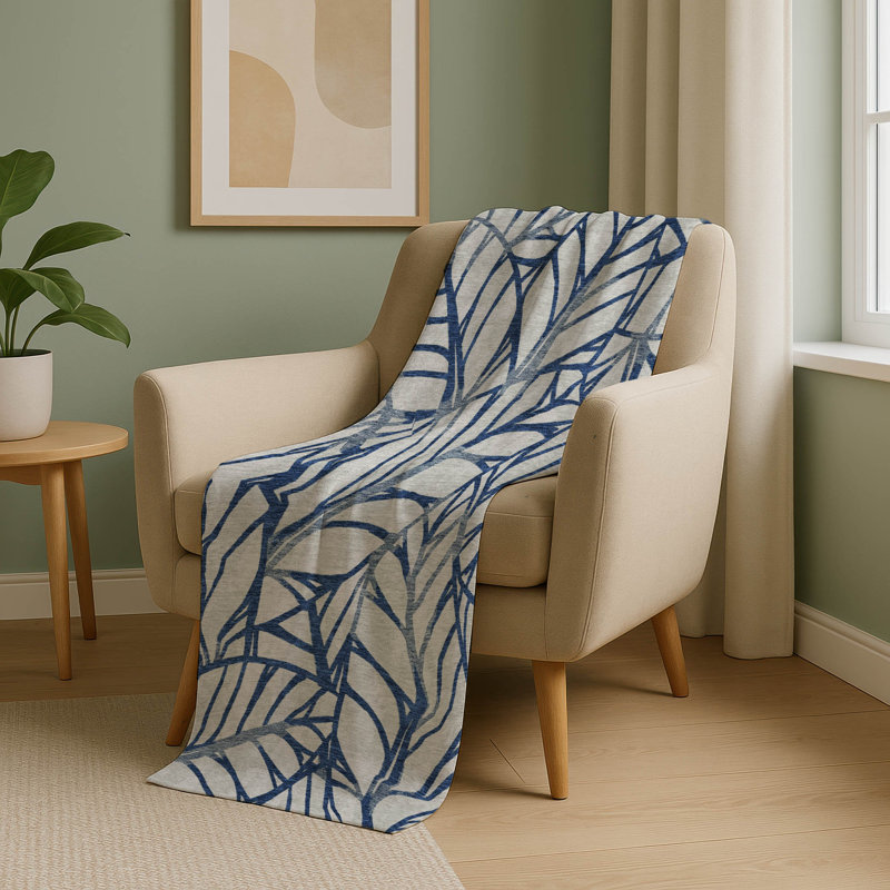 Jeté floral Addison Sherpa ASB741, Marine