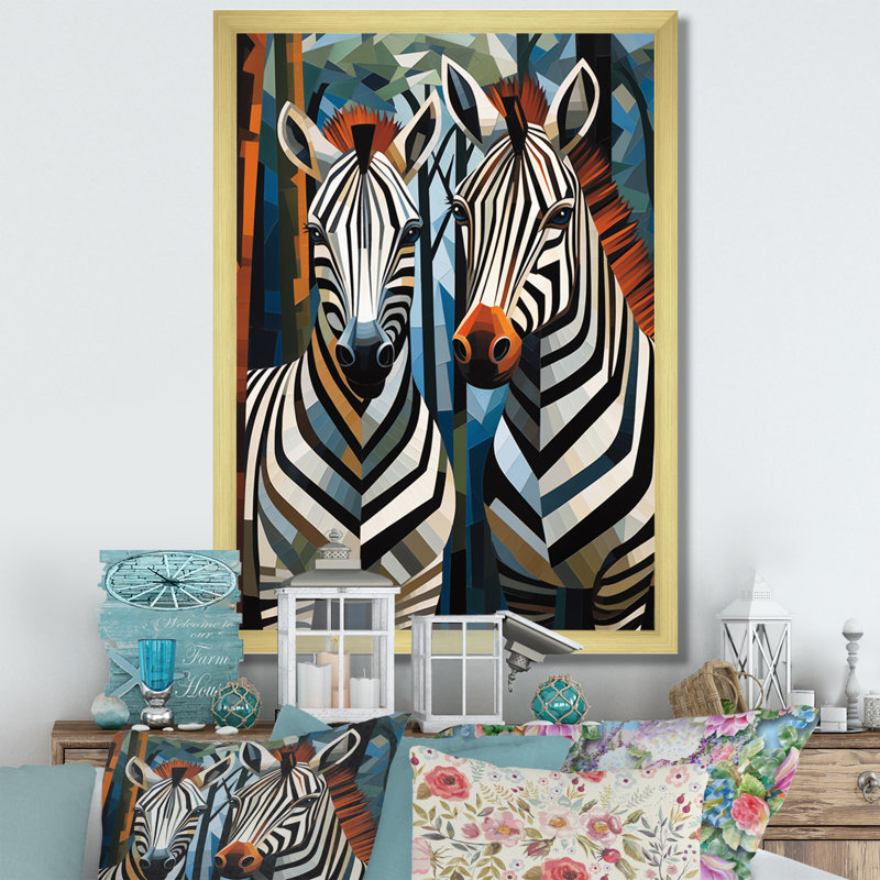 Motif zébré noir et blanc dynamique I, H 44 po x l 34 po x P 1,5 po, Or