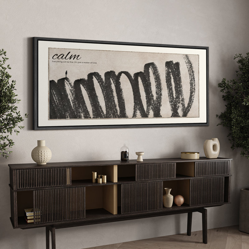 «Geometric Line Zen Simplicity Calm and Simple, Bold Brushstrokes», reproduction sur toile encadrée, H 30 po x l 60 po