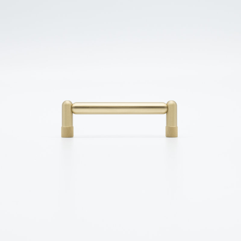 Poignée d'armoire moletée, 4", Laiton satiné