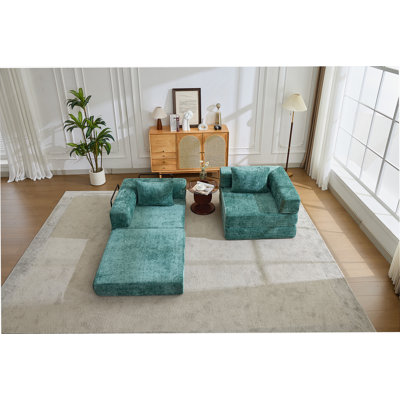 Compression Convertible Floor Sofa Bed With Fixed - Shape Frame, Boneless Modular Sectional Sofa, No Assembly Required, Ideal For Multi - Occasion Use