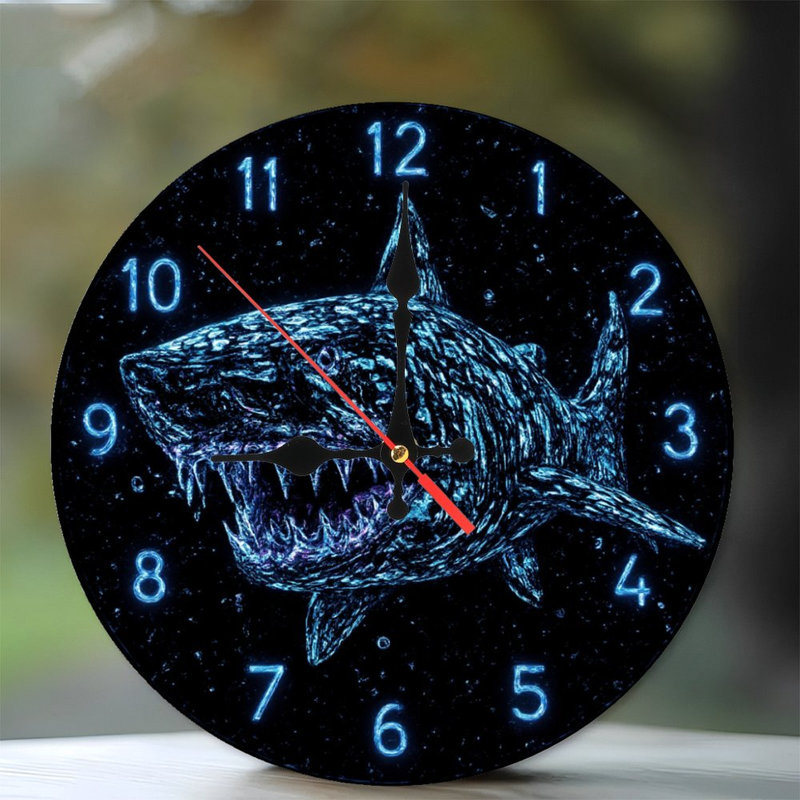Horloge avec requin effet néon
