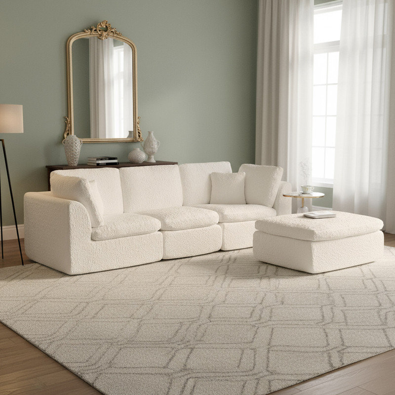 Latitude Run® Convertible Modular L-Shaped Sectional Sofa with Chenille ...