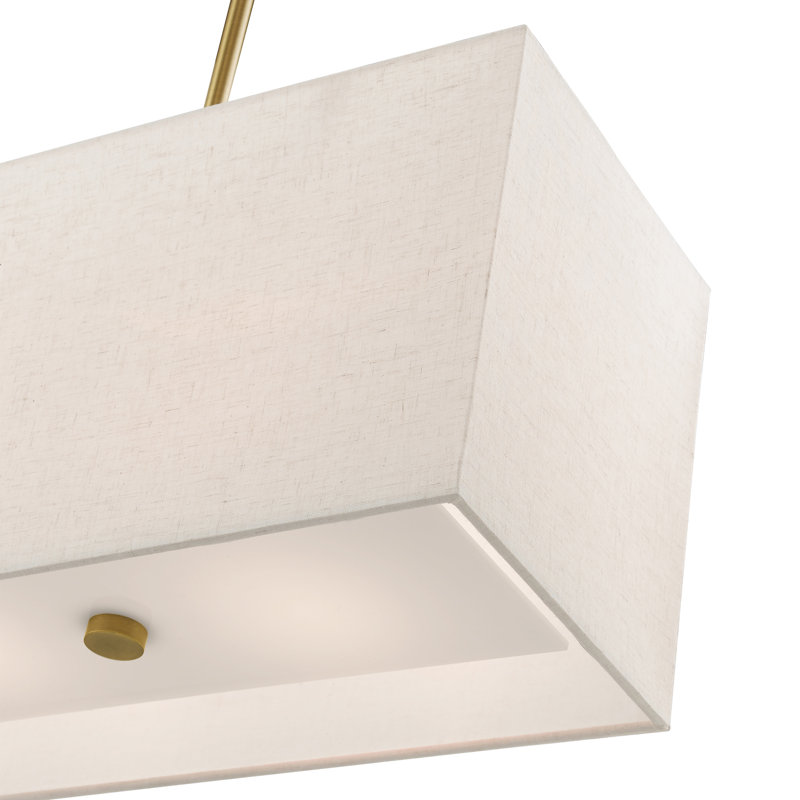 Ashauna 4-Light Dimmable Rectangular Chandelier, Antique Brass
