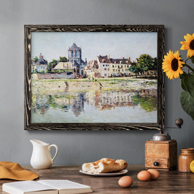 «By The River At Vernon», 1883, reproduction d'art encadrée sur toile par Claude Monet