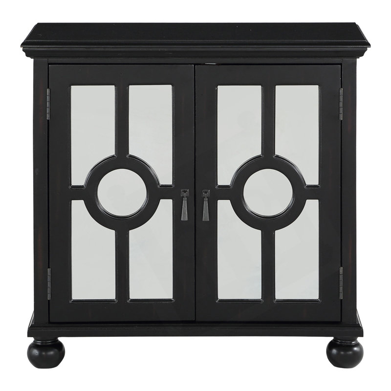 Classic Storage Cabinet With Mirror Doors, Antique Black