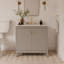Meuble-lavabo simple 36 po Scalloped - gris clair - avec plateau - boutons dorés-1938036695-1938036699
