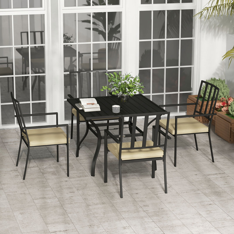 Amirra 4 - Person Patio Dining Set with Square Table , Cushions Included