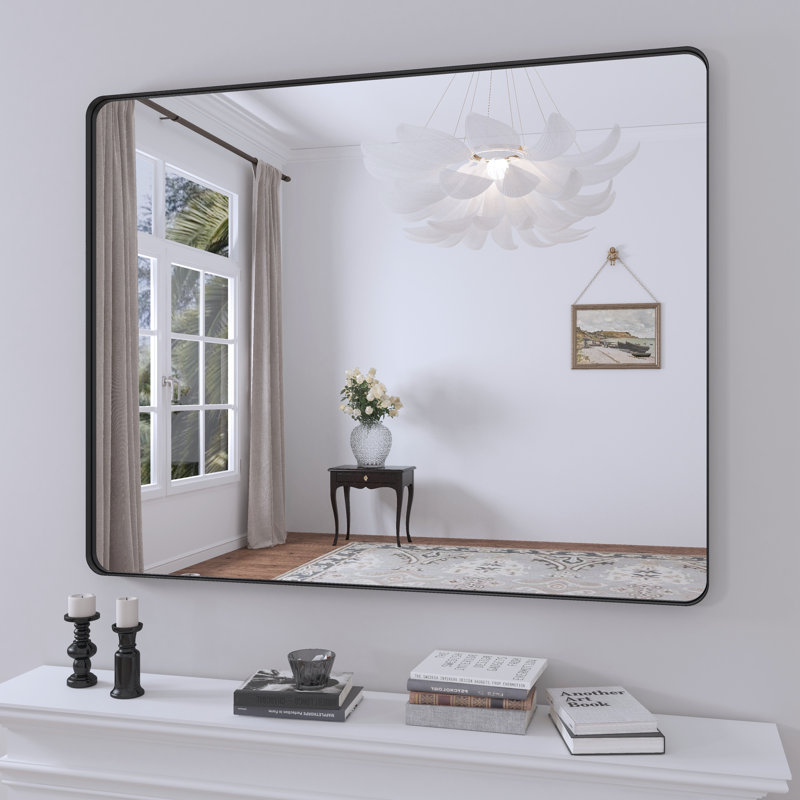 Miroir de salle de bain mural Lesamuel, 32 po x 40 po, Noir, Rectangulaire