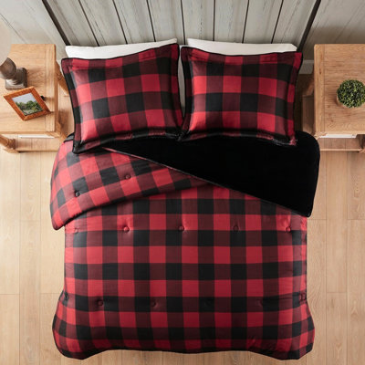 Édredon très grand / très grand en fausse laine à fourrure - Imprimé écossais, confortable, chaud, lavable à la machine, d'édredon de substances nocives avec revers, tissu et bourre